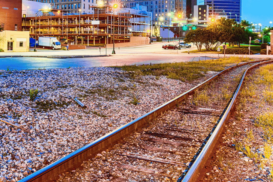 Train track area in downtown NC