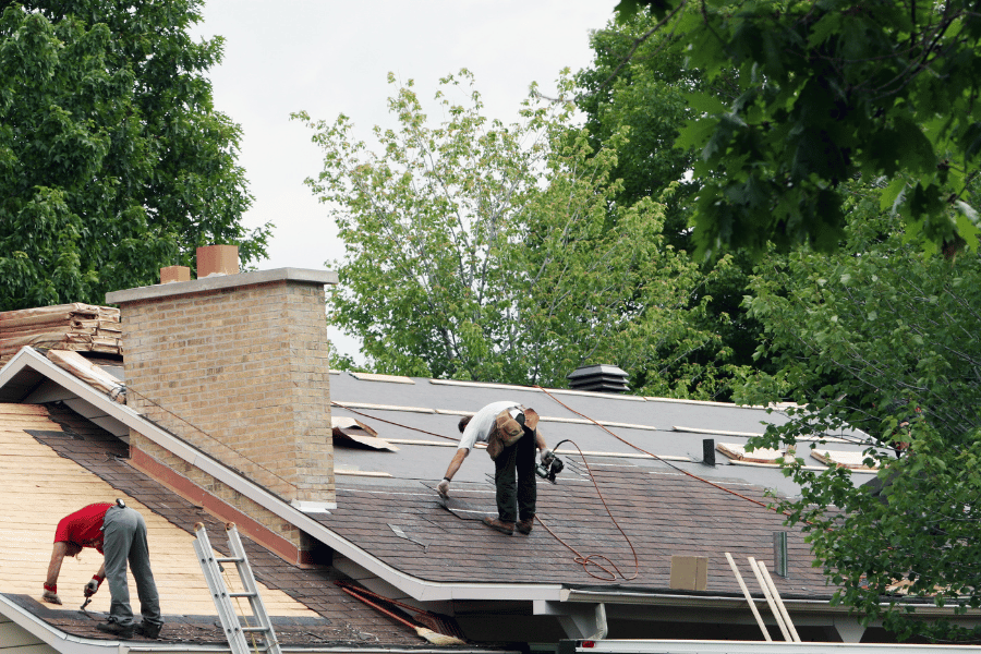 Working on a new roof replacement on a residential home