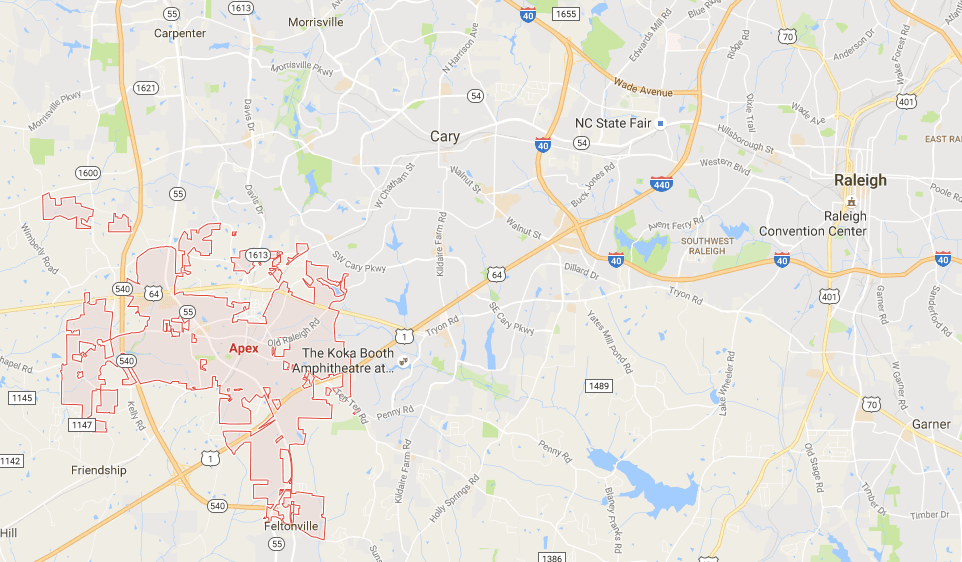 Map of Apex, NC