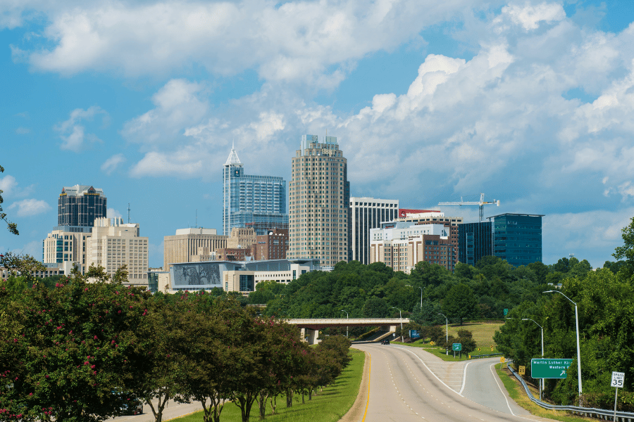 Enjoy the Raleigh Skyline when driving into the city