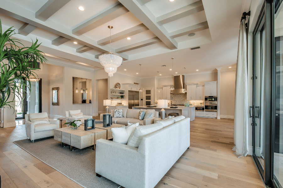 large open floor plan inside of a luxury home 