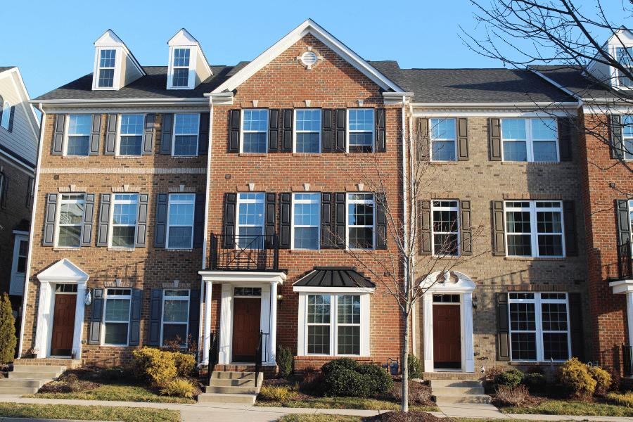 row of brick townhomes