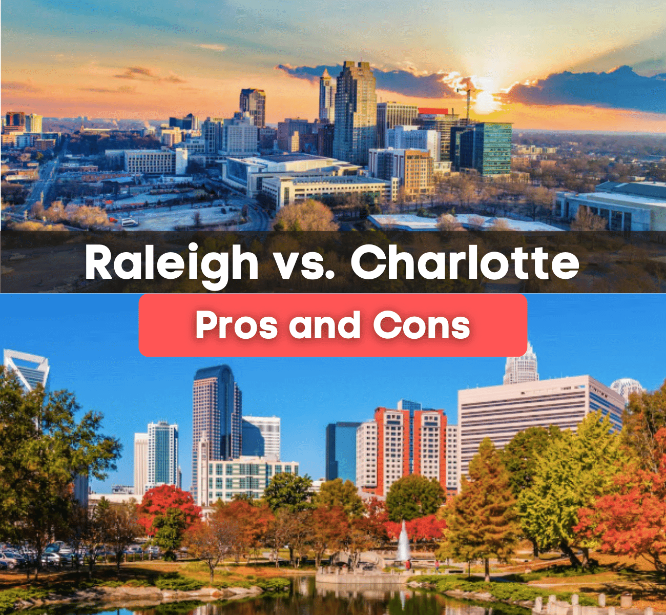 Raleigh Vs Charlotte pros and cons - Raleigh and Charlotte, NC skyline