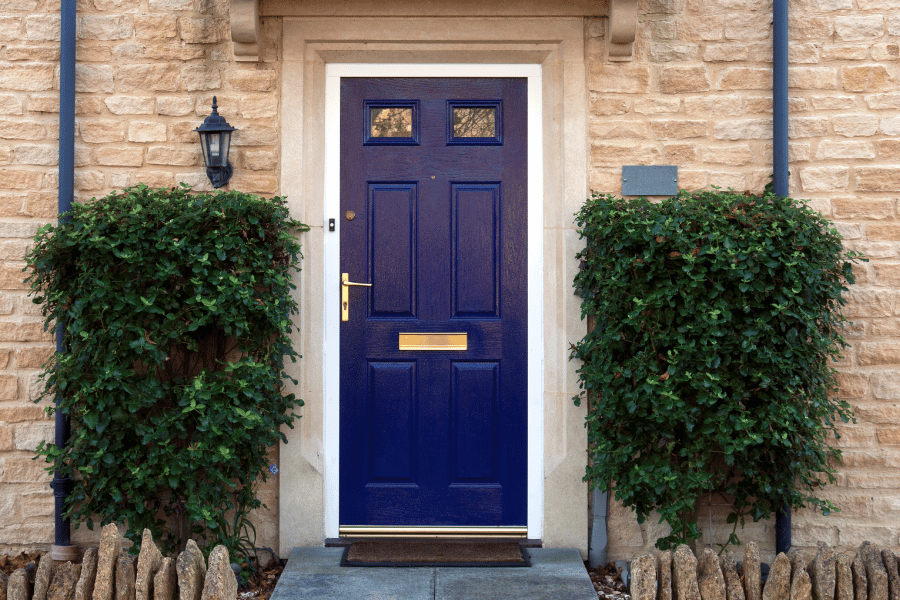 Popular navy blue color painted on front door