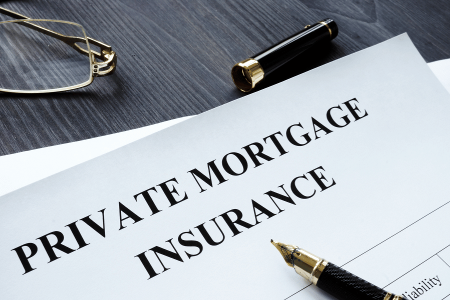 private mortgage insurance paper with pen and glasses