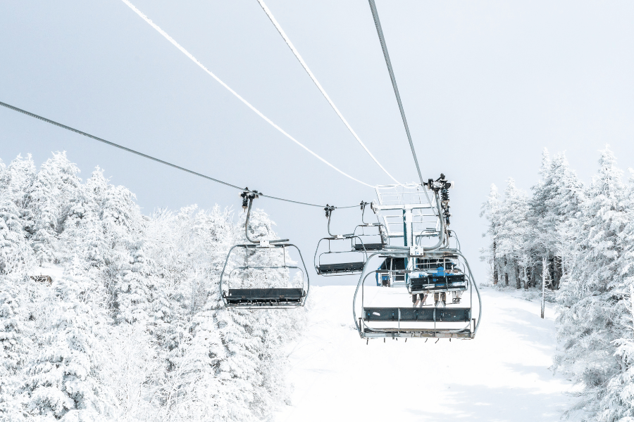 Ski lift in a snowy winter wonderland 