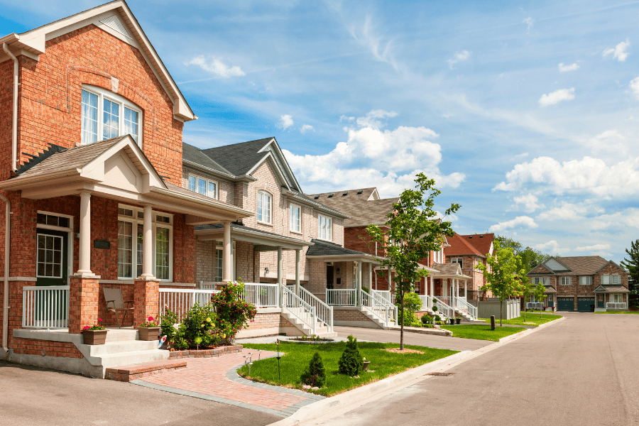 beautiful homes on a quiet street in a suburban neighborhood